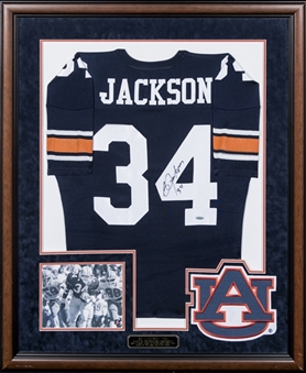 Bo Jackson Signed & Inscribed Auburn Tigers Jersey In 36x44 Framed Display (Tristar)